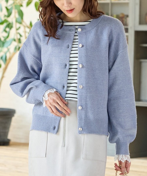 「Honeys」 「GLACIER」ニットカーディガン L ピンク レディース_画像4