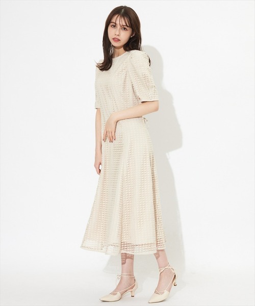 「SWINGLE」 半袖ワンピース MEDIUM ベージュ レディース_画像3