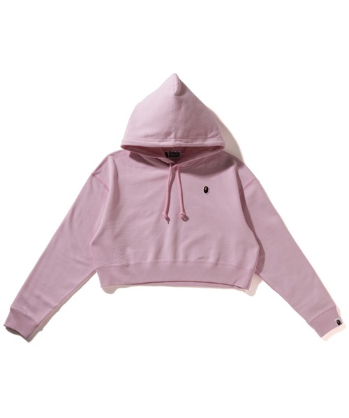 最終値下げ　貴重　A BATHING APE グレー パーカー ピンク　短丈　S アベイシングエイプ（レディースパーカー）（色：ピンク系）｜トップス