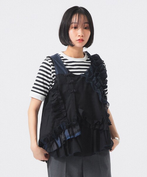 ブラウス シャツ 「別注」TORI-TO / コラージュ ノースリーブ シャツ レディースの画像