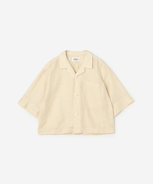 ブラウス シャツ LE GLAZIK | リネンポリエステル オープンカラー半袖シャツ WOMEN レディースの画像