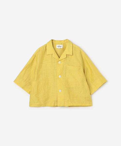 ブラウス シャツ LE GLAZIK | リネンポリエステル オープンカラー半袖シャツ WOMEN レディースの画像
