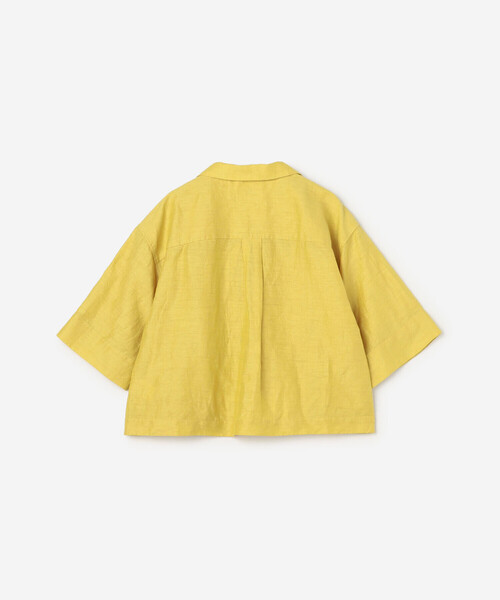 ブラウス シャツ LE GLAZIK | リネンポリエステル オープンカラー半袖シャツ WOMEN レディースの画像