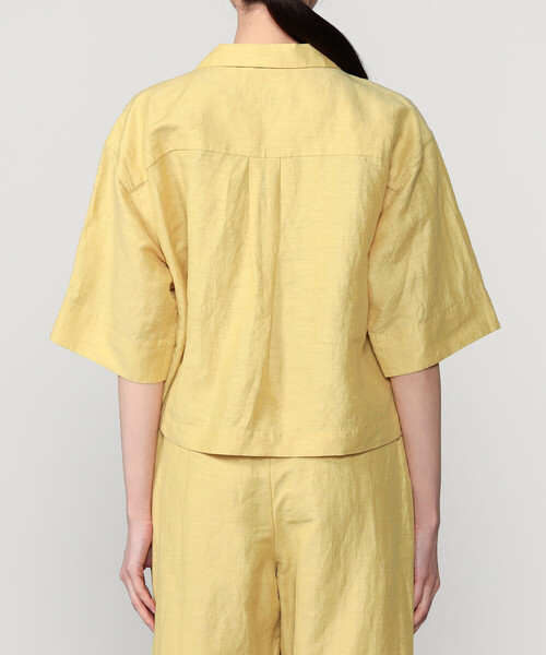 ブラウス シャツ LE GLAZIK | リネンポリエステル オープンカラー半袖シャツ WOMEN レディースの画像