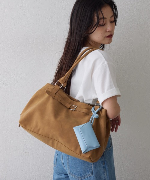 トートバッグ :「ZOZO限定」「ONOFF使用可能！A4サイズ収納可能！」ポーチ付きベルトデザインBAG レディースの画像