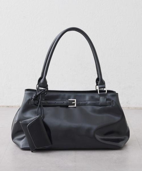 トートバッグ :「ZOZO限定」「ONOFF使用可能！A4サイズ収納可能！」ポーチ付きベルトデザインBAG レディースの画像
