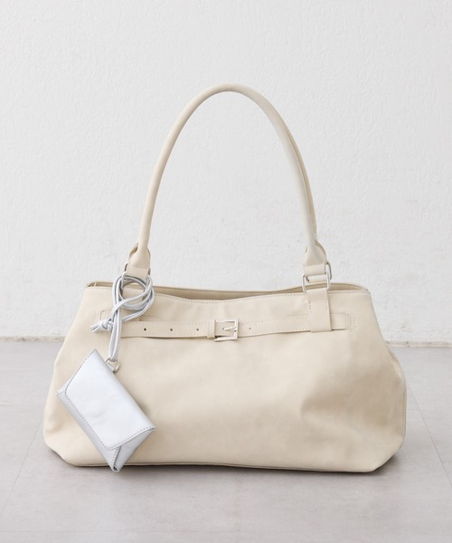 トートバッグ :「ZOZO限定」「ONOFF使用可能！A4サイズ収納可能！」ポーチ付きベルトデザインBAG レディースの画像
