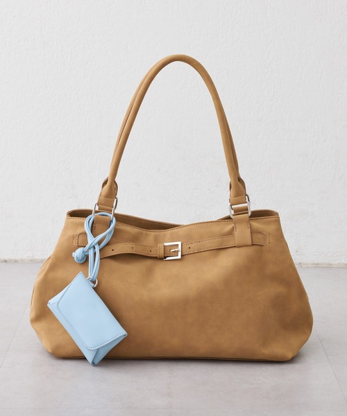 トートバッグ :「ZOZO限定」「ONOFF使用可能！A4サイズ収納可能！」ポーチ付きベルトデザインBAG レディースの画像