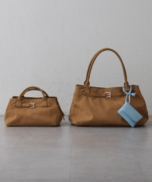 トートバッグ :「ZOZO限定」「ONOFF使用可能！A4サイズ収納可能！」ポーチ付きベルトデザインBAG レディースの画像