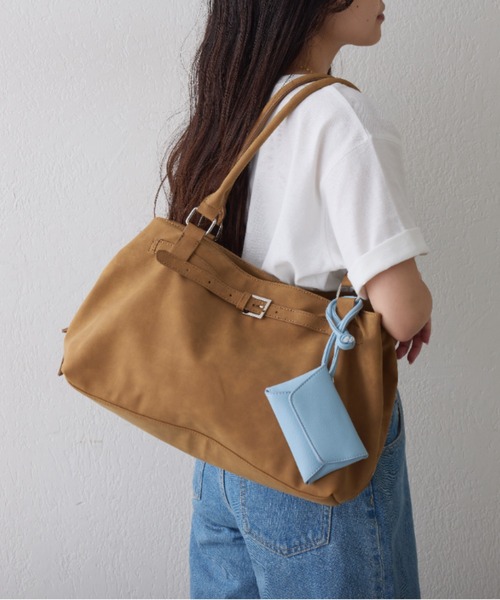 トートバッグ :「ZOZO限定」「ONOFF使用可能！A4サイズ収納可能！」ポーチ付きベルトデザインBAG レディースの画像