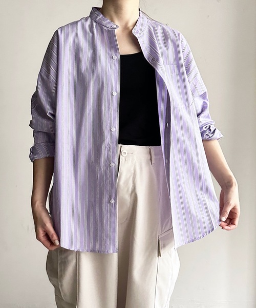 「COMMON WARE」 「HALHAM」長袖ブラウス L ラベンダー レディース_画像7
