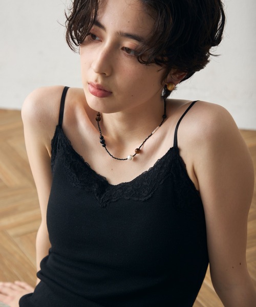 トリミングチョーカー　ビーズ　Wスター　10本　188 Trish（トリッシュ） ネックレス アシンメトリーMIXビーズチョーカー