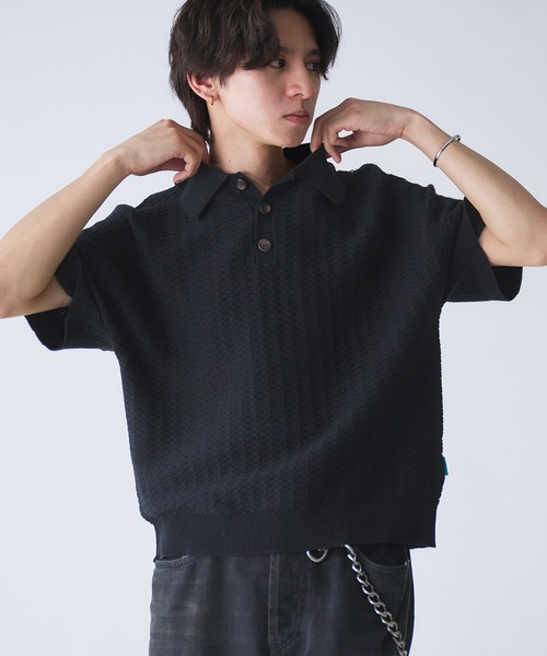 「Adoon plain」 半袖ポロシャツ MEDIUM ボルドー メンズ_画像9