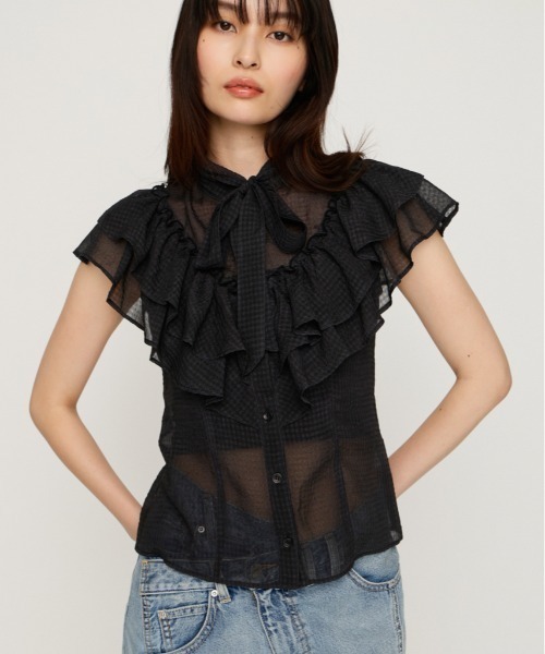 SLY（スライ） ブラウス シャツ FRILL RIBBON BLOUSE フリルリボン