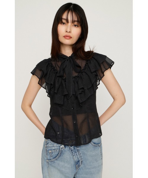 SLY（スライ） ブラウス シャツ FRILL RIBBON BLOUSE フリルリボン