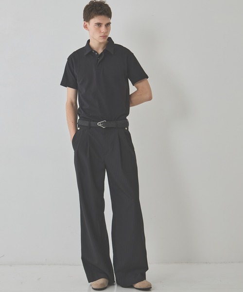 CONZ ワイドパンツ スラックス double pleated wide leg trousers