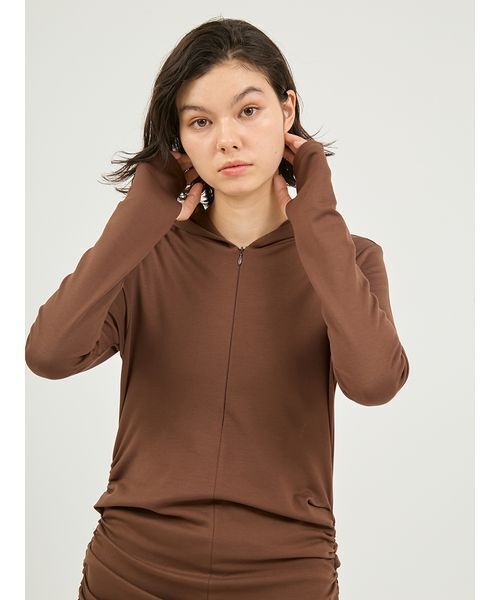 「emmi」 長袖ワンピース 1 ブラウン レディース_画像6