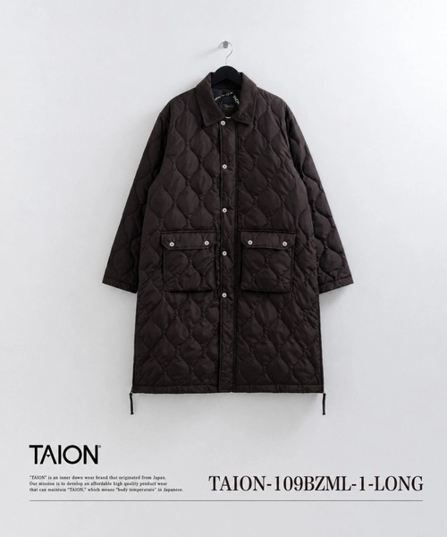 ［超美品］タイオン バルカラーロングコート インナーダウン付き2way ブラック TAION（タイオン） ダウンジャケット ダウン 「」「ユニセックス