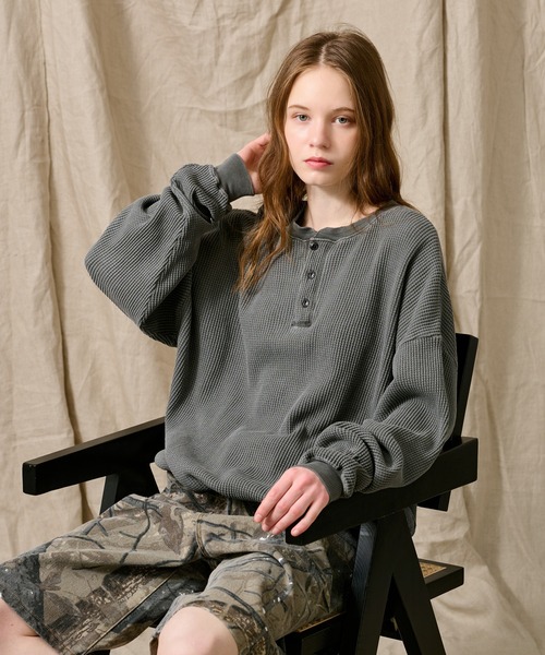 「WETTEMPT」 長袖Tシャツ LARGE チャコールグレー メンズ_画像3