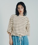 tシャツ 半袖 ドロストボーダー6分袖プルオー...の詳細画像2