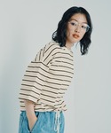 tシャツ 半袖 ドロストボーダー6分袖プルオー...の詳細画像3