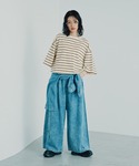 tシャツ 半袖 ドロストボーダー6分袖プルオー...の詳細画像4