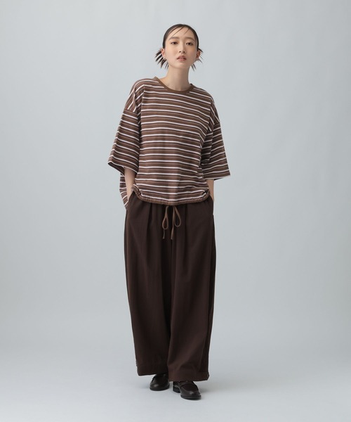 LEPSIM（レプシィム） tシャツ 半袖 ドロストボーダー6分袖プル