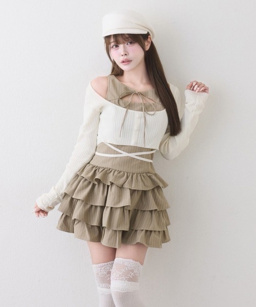 NICE CLAUP ティアードミニワンピース one after another NICE CLAUP ワンピース アンサンブルティアードミニ