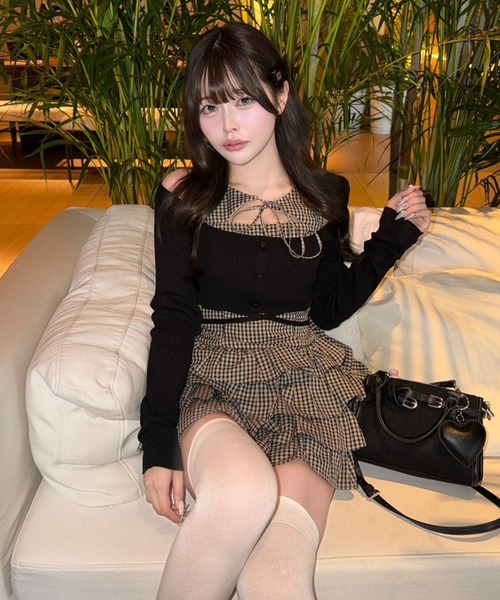 ナイスクラップ　アンサンブルティアードミニワンピース one after another NICE CLAUP ワンピース アンサンブルティアードミニ