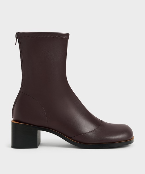 テクスチャーステッチトリムアンクルブーツ　CHARLES&KEITH 24.5㎝ CHARLES & KEITH テクスチャー ステッチトリムアンクルブーツ