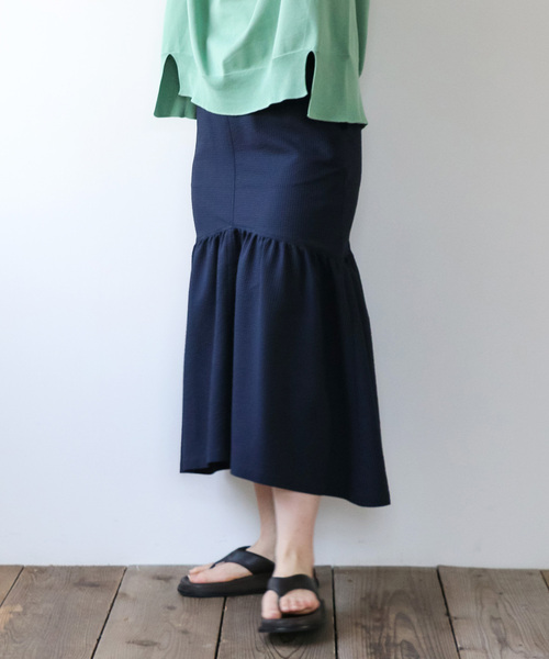 IENA スカート ギンガムサッカーラッフルスカート : ZOZOTOWN