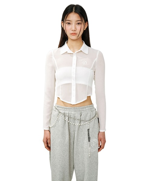 ブラウス シャツ A'GEM/9 × .kom「ODD ONE OUT/オッドワンアウト」See-through layered shirts/シース ODD ONE OUT ブラウス シャツ A'GEM/9 × .kom「ODD OUT/オッド