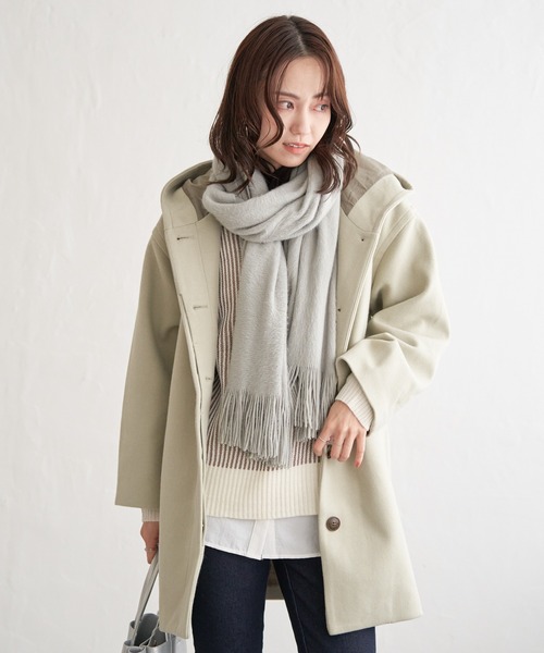 ikka（イッカ） コート アウター RENU メルトンミドル丈フード