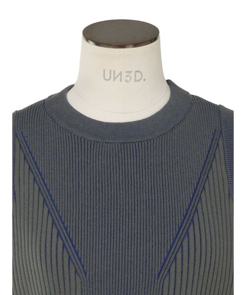 UN3D. タンクトップ ノースリーブ GRADATION RIB KT TT