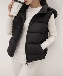 FREE STYLISTS ダウンベスト ベスト フード付け中綿ベスト レディース