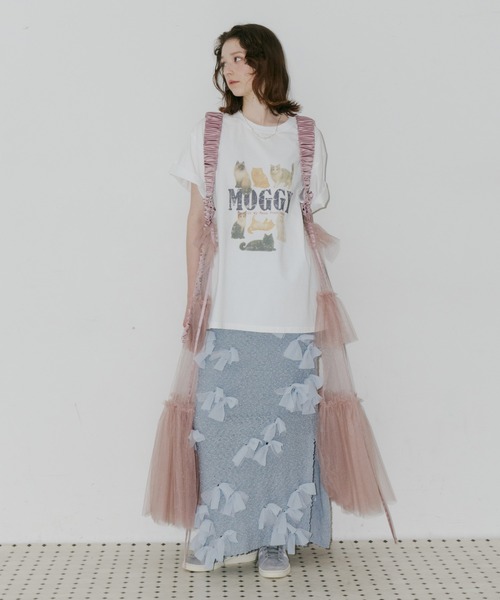 ベスト ジレ シースルーボリュームチュールデザインジレ レディースの画像