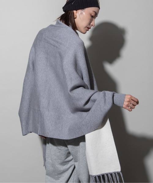 カーディガン ファーポケット ケープニットカーデ レディース