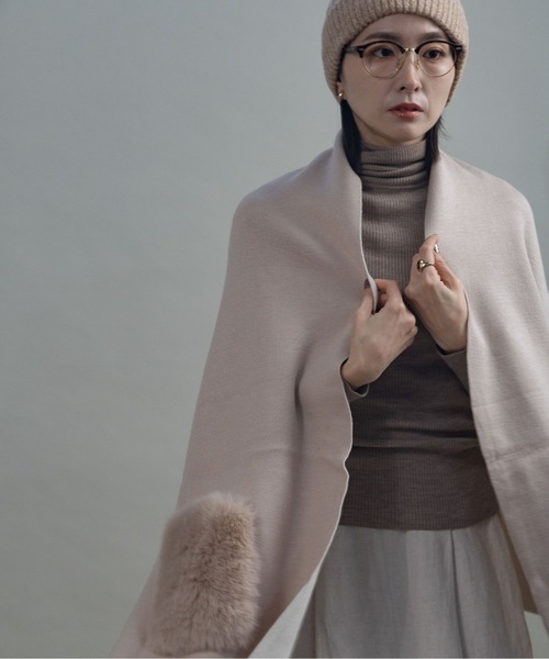 カーディガン ファーポケット ケープニットカーデ レディース