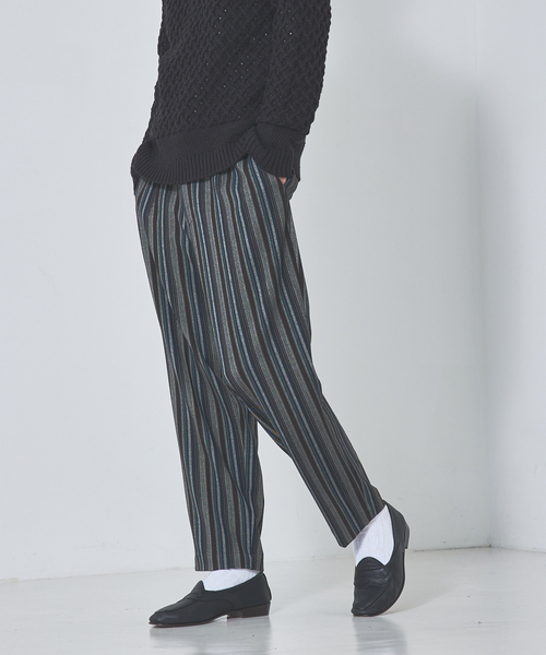 アバハウス（ABAHOUSE）/ランダムストライプ　バックギャザー　パンツ ABAHOUSE（アバハウス） パンツ ランダムストライプ バックギャザー