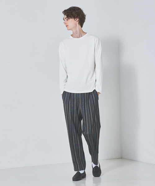 アバハウス（ABAHOUSE）/ランダムストライプ　バックギャザー　パンツ ABAHOUSE（アバハウス） パンツ ランダムストライプ バックギャザー