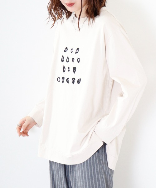 tシャツ EMAGO 葉っぱロゴ刺繍チュニック レディース Emago tシャツ EMAGO 葉っぱロゴ刺繍チュニック レディース