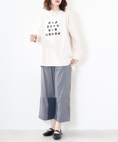 tシャツ EMAGO 葉っぱロゴ刺繍チュニック レディース EMAGO 葉っぱﾛｺﾞ刺繍ﾁｭﾆｯｸ（Tシャツ/カットソー）｜Emago