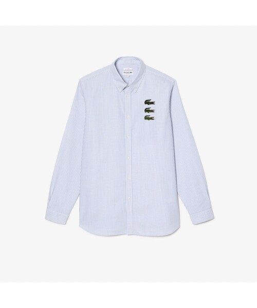 l*o様 LACOSTE ラコステ タイムラインクロック ストライプ シャツ 男 LACOSTE（ラコステ） シャツ タイムラインクロックストライプ