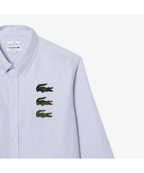 l*o様 LACOSTE ラコステ タイムラインクロック ストライプ シャツ 男 LACOSTE（ラコステ） シャツ タイムラインクロックストライプ