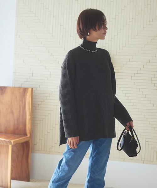 RASW ニット セーター 「RASW」ハイネックオーバーリブニット