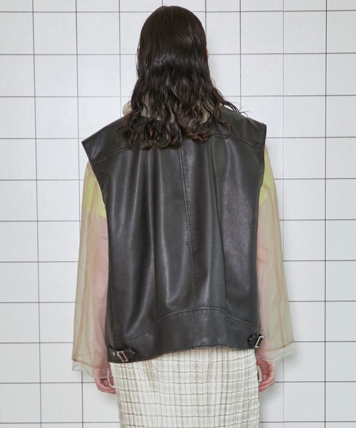 ベスト ジレ Washed Vegan Leather Vest/ウォッシュドヴィーガンレザーベスト「MAISON SPECIAL/メゾンスペシャル」 MAISON SPECIAL(メゾンスペシャル)｜Washed Vegan Leather Vest