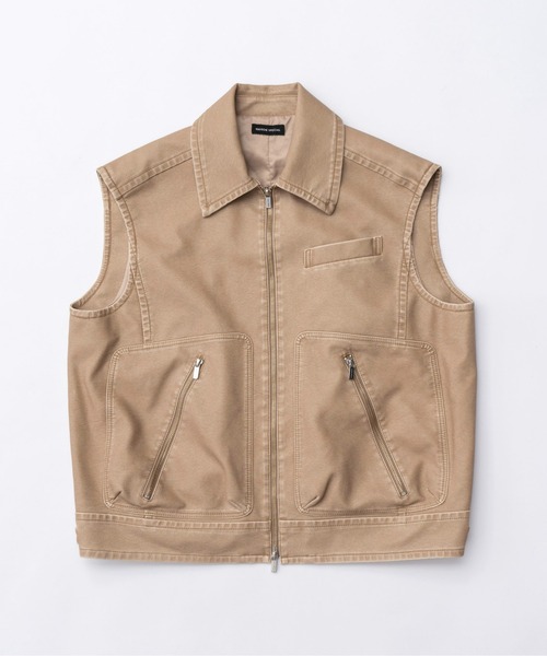 流行に ベスト Washed Vegan Leather Vest/ウォッシュドヴィーガンレザーベスト「MAISON SPECIAL/メゾンスペシャル」