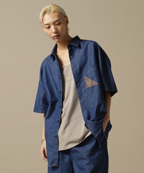 シャツ ブラウス メンズ 「WEB＆DEPOT限定」WHITELAND/ホワイトランド/OWL/DENIM SSH/オーバーサイズ デニムシャツ｜zozo