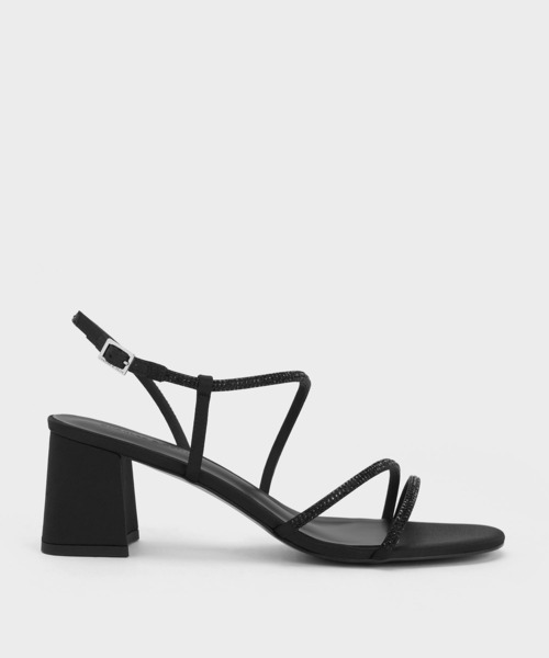 CHARLES ＆ KEITH サンダル サテン クリスタルエンベリッシュ