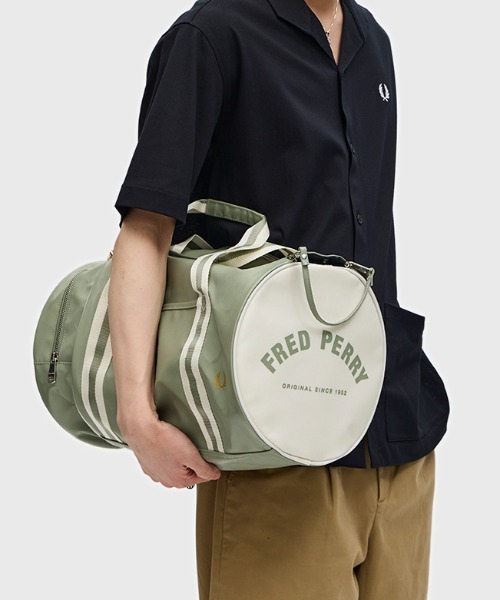 FRED PERRY BARREL BAG/フレッドペリーバレルバッグ Classic Mini Barrel Bag(1SZ D57：BLACK / ECRU): | FRED PERRY